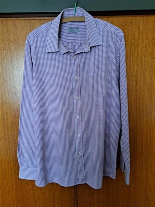 Hemd rood/lichtblauw geruit maat L, Kleding | Heren, Overhemden, Zo goed als nieuw, Halswijdte 41/42 (L), Rood, Ophalen of Verzenden