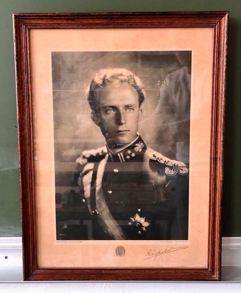 Portret koning Leopold III in fraai kader, Antiek en Kunst, Kunst | Tekeningen en Fotografie, Ophalen