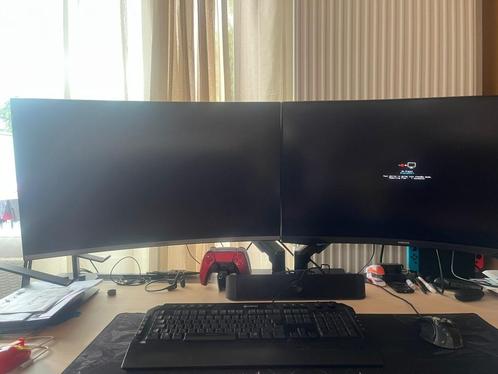 2x samsung curved monitor + steun + schakelaar, Computers en Software, Monitoren, Gebruikt, DisplayPort, HDMI, Gaming, In hoogte verstelbaar
