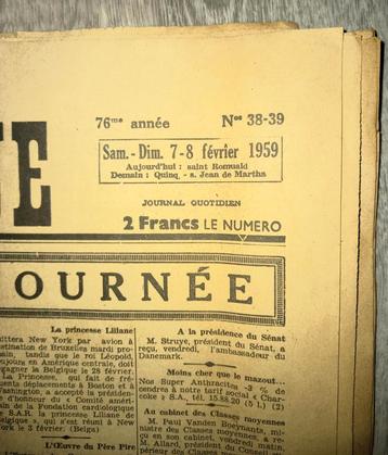 Ancien journal 📰 « LA LIBRE BELGIQUE » 1959. Voir les photo