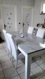 Table de salle à manger 160 sur 90 + 4 chaises similcuir bla, Maison & Meubles, Tables | Tables à manger, Enlèvement, Neuf