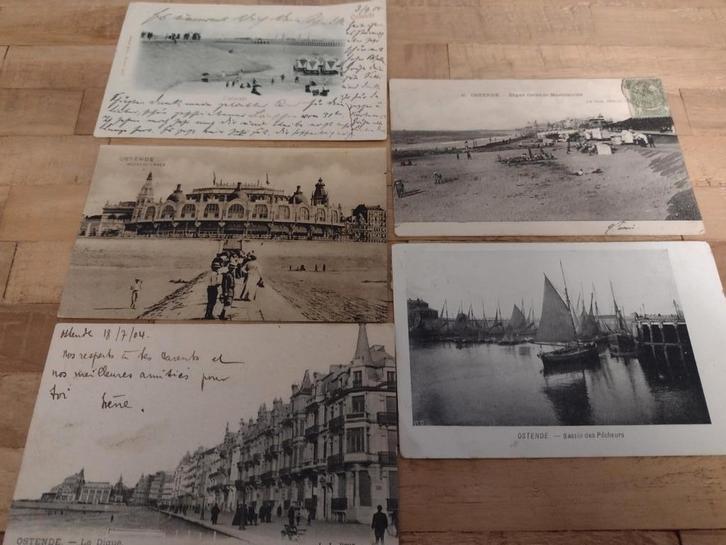 LOT: 5 OUDE POSTKAARTEN OOSTENDE + postzegels (1900-1905 ), Verzamelen, Postkaarten | België, Gelopen, West-Vlaanderen, Voor 1920