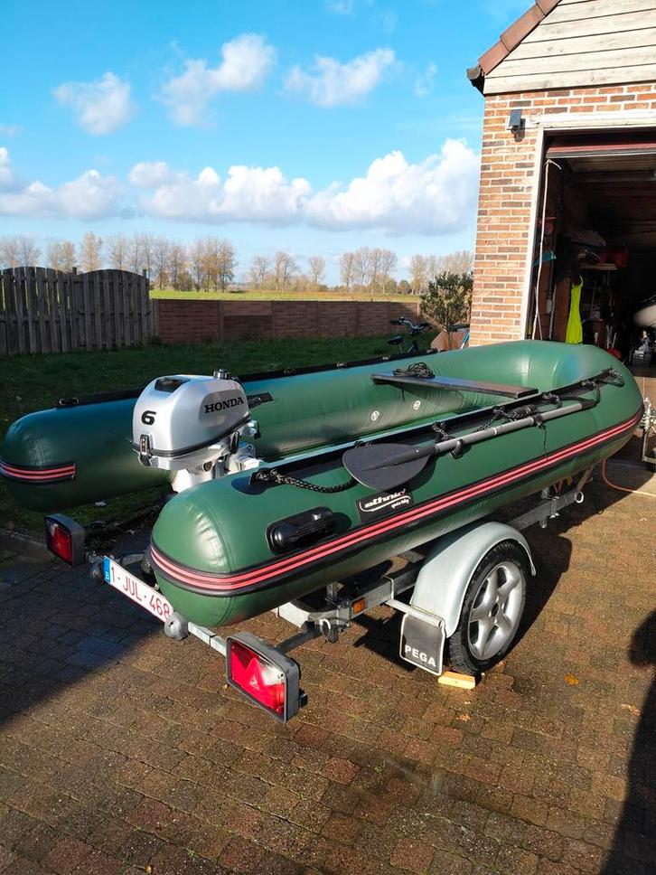 Rib Ethnic 3.50+Honda+trailer, Watersport en Boten, Rubberboten, Ophalen