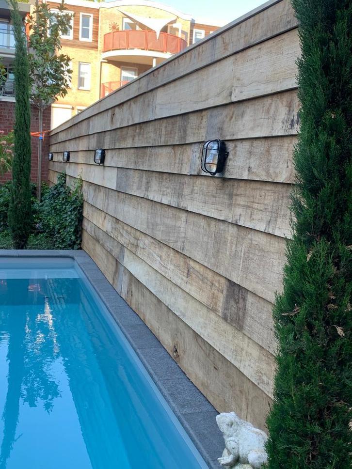 Te koop Mahoniehout voor schutting, gevel of tiny house, Jardin & Terrasse, Accessoires de piscine, Comme neuf, Enlèvement