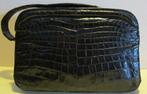 Vintage zwarte krokodillenleren tas 447, Handtassen en Accessoires, Tassen | Damestassen, Handtas, Zo goed als nieuw, Zwart, Verzenden