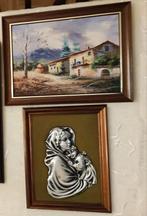 Schilderij Spaanse boerderij en Maria met kind., Ophalen