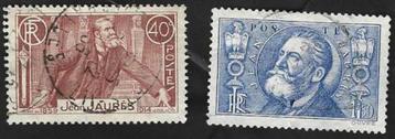 2 Postzegels Jean Jaurès Frankrijk 1936 beschikbaar voor biedingen