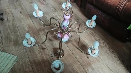 Oude kroonluchter met bloemmotieven, 6 takken., Huis en Inrichting, Lampen | Kroonluchters, Zo goed als nieuw, Ophalen