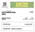 Cactusfestival comticket 2024 vrijdag 12 & zaterdag 13 juli, Tickets en Kaartjes