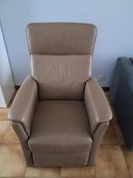 beige, elektrisch verstelbare relax zetel, Huis en Inrichting, Ophalen, Minder dan 75 cm, Neutraal, Leer