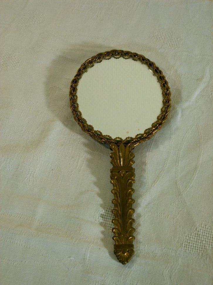 Koperen handspiegeltje van Limoges, Antiek en Kunst, Curiosa en Brocante, Ophalen of Verzenden