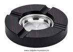 SIGAREN ASBAK -ROND MET 2 LEGGERS EBBENHOUT - 16 cm! sab20, Verzenden, Nieuw, Asbak