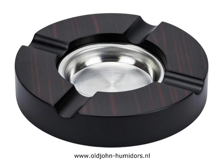 SIGAREN ASBAK -ROND MET 2 LEGGERS EBBENHOUT - 16 cm! sab20, Verzamelen, Rookartikelen, Aanstekers en Luciferdoosjes, Nieuw, Asbak