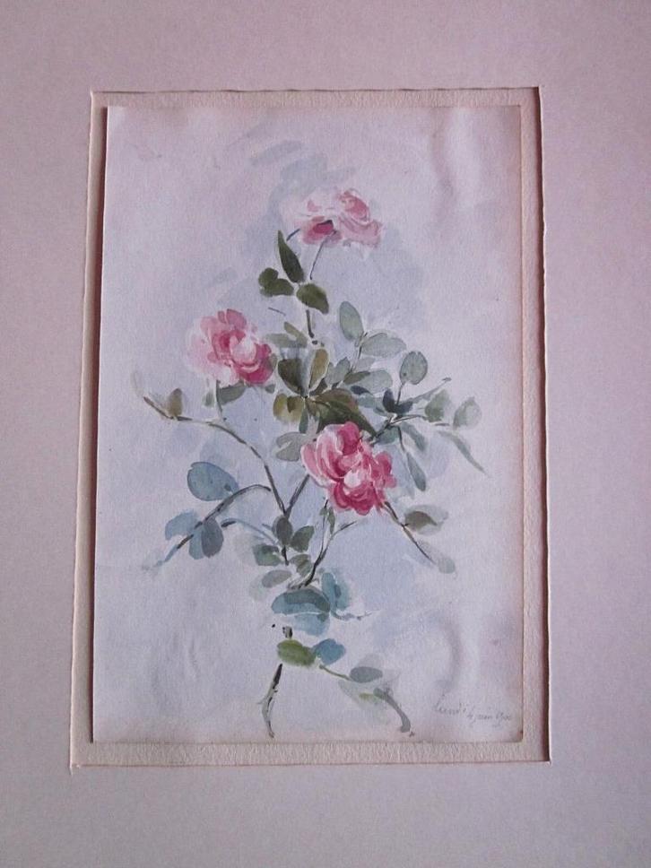 Prachtige aquarellen Bloemen 1900 decoratietekening Redouté, Antiek en Kunst, Kunst | Tekeningen en Fotografie, Ophalen of Verzenden