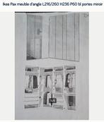 Ikea Pax meuble d'angle L216/260 H236 P60 bl portes miroir, Maison & Meubles, Enlèvement, Comme neuf