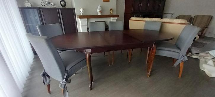 Ovalen eettafel gaaf tafelblad uitschuifbaar. Kerselaar, Huis en Inrichting, Tafels | Eettafels, Zo goed als nieuw, Ophalen