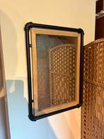 Industriële spiegel (hout en zwart metaal), Ophalen, Minder dan 50 cm, Zo goed als nieuw, Minder dan 100 cm
