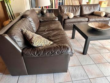 Gratis lederen tweezit zetels, 75 à 100 cm, Vintage, 150 à 200 cm, Enlèvement