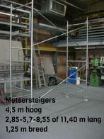 metsersteigers 4,5 m hoog x 2,85 tot 11,40 m lang x 1,25 m B, Doe-het-zelf en Bouw, Steigers, Ophalen, Nieuw, Gevelsteiger, 5 meter of hoger