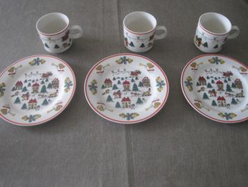 mooi kerst ontbijtservies 3 personen beschikbaar voor biedingen