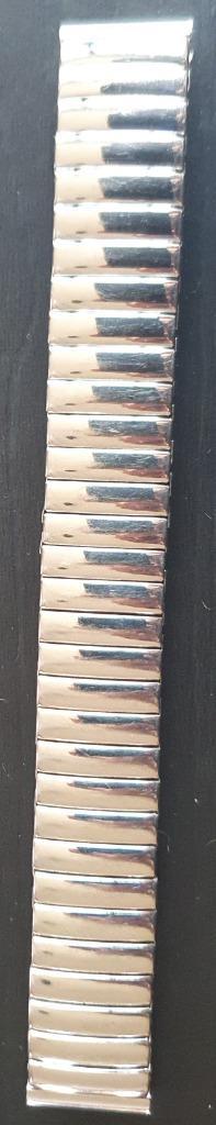 Rekbare horlogeband van roestvrij staal van 16 mm, Handtassen en Accessoires, Armbanden, Zo goed als nieuw, Staal, Zilver, Ophalen of Verzenden