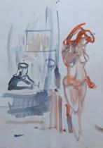 ALBERT DE DEKEN / 2x NAAKT / ORIGINEEL WERK / 42x30cm / SIG, Enlèvement ou Envoi