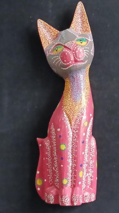 Houten beeld kat, Antiek en Kunst, Kunst | Beelden en Houtsnijwerken, Verzenden