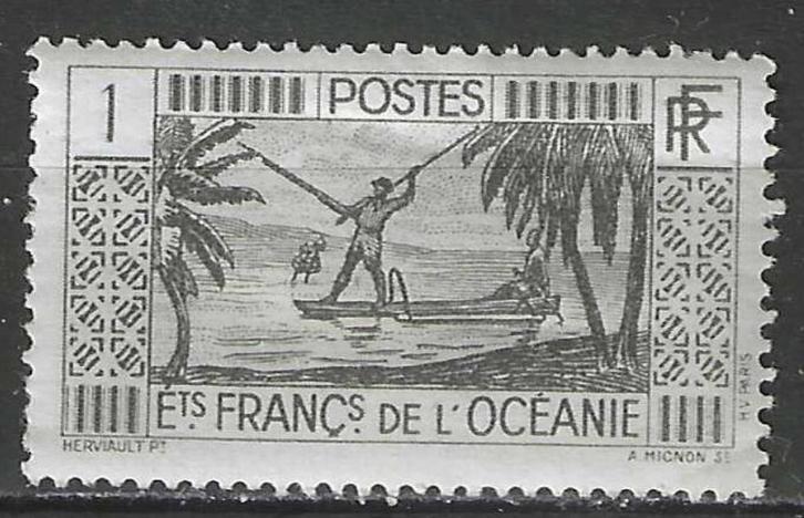 Frans-Oceanie 1939/1949 - Yvert 84 - Visser - 1 c. (PF), Postzegels en Munten, Postzegels | Oceanië, Verzenden