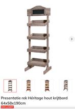 Presentatie rek hout met krijtbord en kantelbare legplanken, Ophalen, Zo goed als nieuw