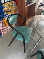 Vier Memphis stijl eetstoelen, Huis en Inrichting, Stoelen, Ophalen, Gebruikt, Zwart, Leer