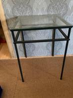 Metalen tafeltje met glas, Huis en Inrichting, Tafels | Sidetables, Ophalen, Gebruikt, Glas