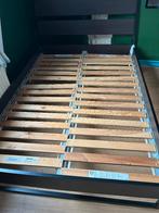 lit double avec sommier et matelas, Brun, Enlèvement, Utilisé, Bois