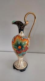 Vintage kleurrijke H. Bequet Quaregnon vaas - 36 cm, Ophalen of Verzenden