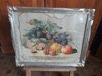oude schilderij van stilleven in mooie houten zilverkleurige, Ophalen of Verzenden