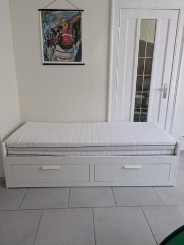 Ikea Brimnes bed met 2 lades/2 matrassen, wit, 80x200 cm beschikbaar voor biedingen