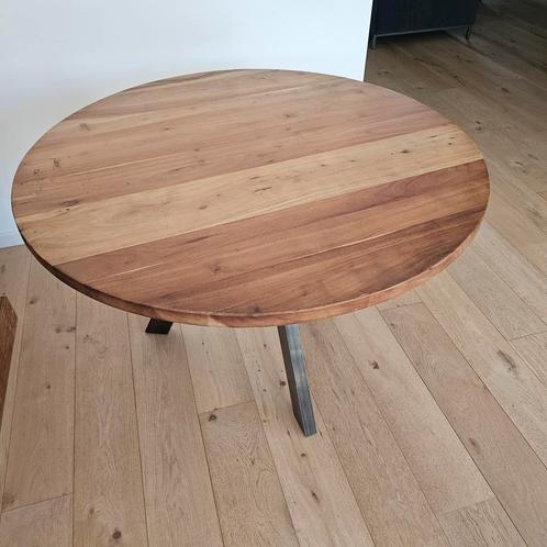 Ronde houten tafel - acacia 120cm, Huis en Inrichting, Tafels | Eettafels, Zo goed als nieuw, 100 tot 150 cm, 100 tot 150 cm, Vier personen