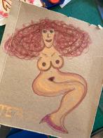 Naakte vrouw met rode krullen, Antiek en Kunst, Kunst | Schilderijen | Modern, Ophalen of Verzenden