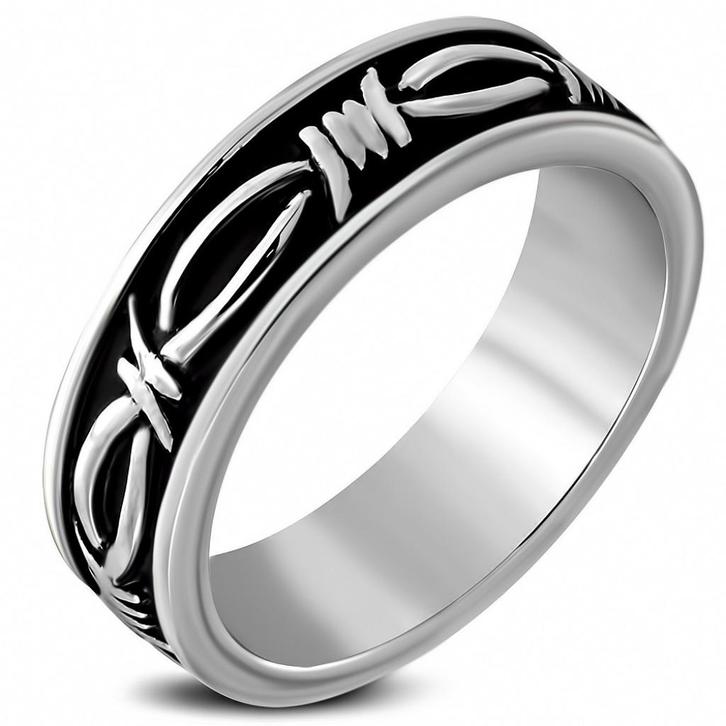 Stalen ring met prikkeldraad motief - OP=OP - UITVERKOOP!, Handtassen en Accessoires, Ringen, Nieuw, Dame of Heer, IJzer of Staal