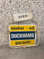 DUCKHAMS emaillebord dubbelzijde voor op staander, Verzamelen, Ophalen, Zo goed als nieuw