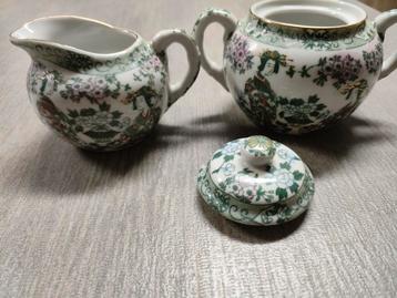 Suikerpotje en melkkannetje Oosterse print beschikbaar voor biedingen