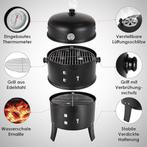 Rookoven 3-in-1 houtskool grill rookton + deksel thermometer, Ophalen, Nieuw