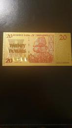 20 dollars Zimbabwe 2007 jaar vergoulde, Postzegels en Munten, Los biljet, Ophalen of Verzenden, Zimbabwe