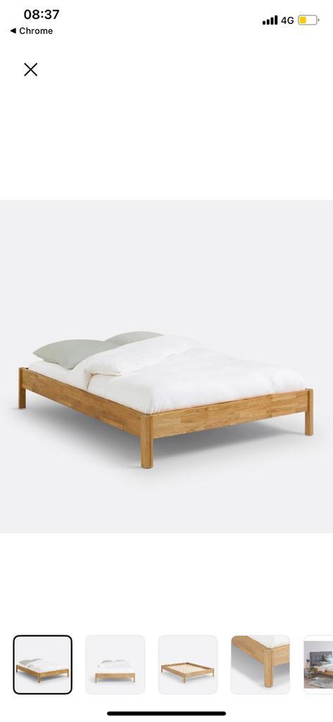 Massief eikenhouten bed La Redoute met boxspring, Huis en Inrichting, Slaapkamer | Bedden, Zo goed als nieuw, Ophalen
