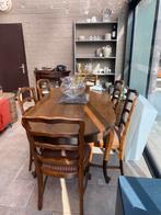 Tafel en zes degelijke stoelen . Tafel 88 x 180 ( 225 cm), Huis en Inrichting, Ophalen, Gebruikt, 200 cm of meer, 50 tot 100 cm
