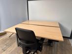 Gebruikt aluminium duo bureau licht eiken blad, Ophalen, Zo goed als nieuw, In hoogte verstelbaar