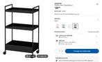 Ikea Nissafors roltafel zwart, Huis en Inrichting, Ophalen, Minder dan 50 cm, Zo goed als nieuw, Metaal