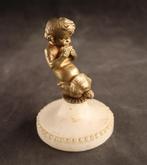 Antiek bronzen sculptuurtje putto, Ophalen of Verzenden