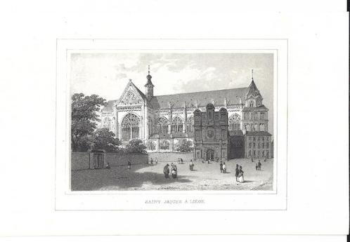 1844 - Liège - Eglise Saint-Jacques, Antiek en Kunst, Kunst | Etsen en Gravures, Verzenden