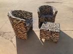 Zebra motief zetels stoelen zeteltjes met poef, Ophalen of Verzenden
