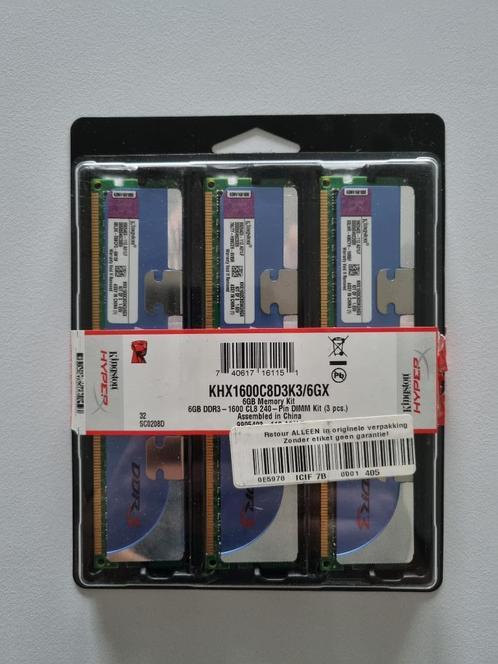 Kingston HyperX 6 GB DDR3 - 1600 RAM geheugen, Informatique & Logiciels, Mémoire RAM, Utilisé, Desktop, DDR3, Enlèvement ou Envoi